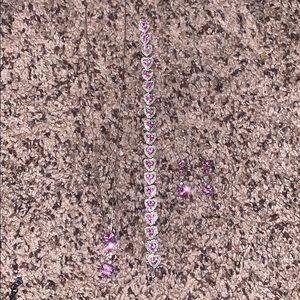 Zales Pink heart necklace, bracelet, and earrings!